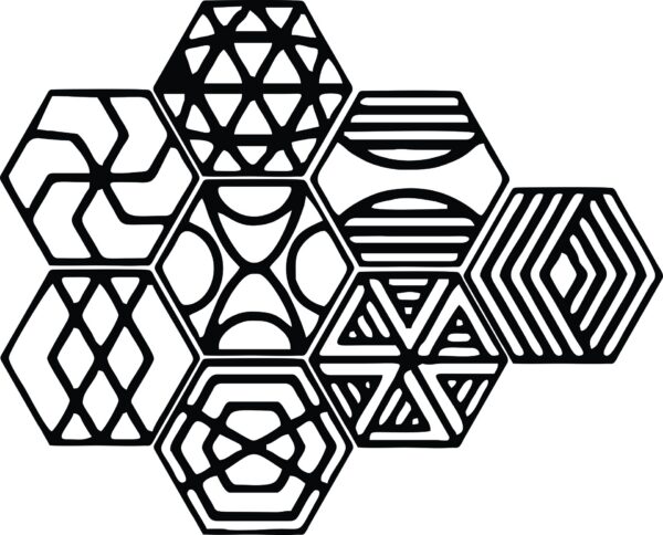 Cuadro geométrico – 8 piezas, 110 × 90 cm